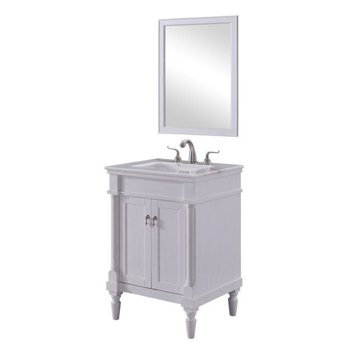 Joss & Main Uriah 24'' Freestanding Single Bathroom Vanity with Marble